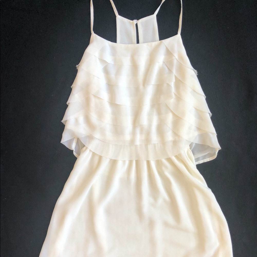Cream Moni Dress with flowy Overlay